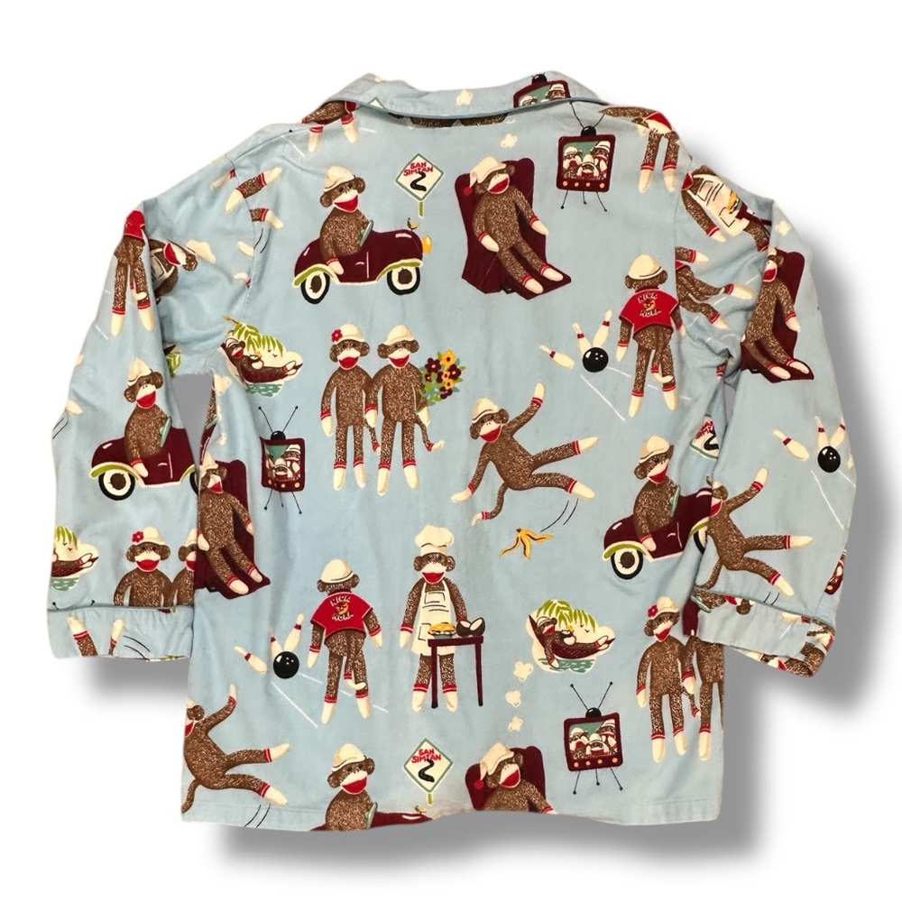 Nick & Nora Blue Sock Monkeys Pajamas Sleepwear Womens XXL - Picture 4 of 11
